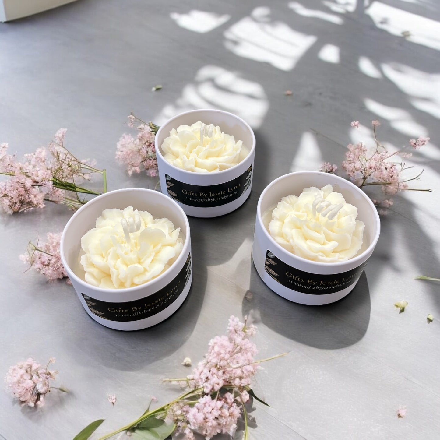 Soy Candle - Cream unscented flower 1pc
