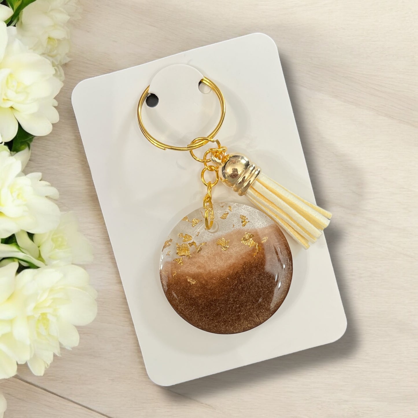 Keychain- Resin- cafe latte