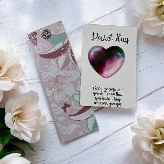 Thinking of you gift set, handmade pocket hug, handmade bookmark, unique gift in windsor ontario made in Canada