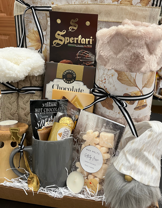 Golden Christmas Gift Basket