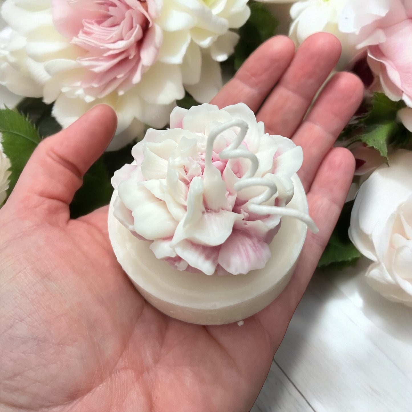 Flower candle - small peony pink