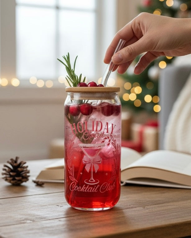 Iced coffee/drink tumbler- holiday spirit red