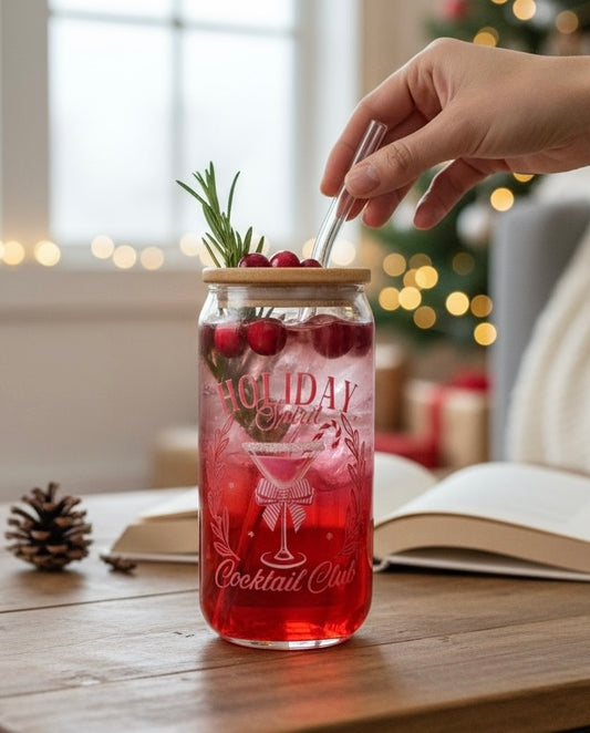 Iced coffee/drink tumbler- holiday spirit red
