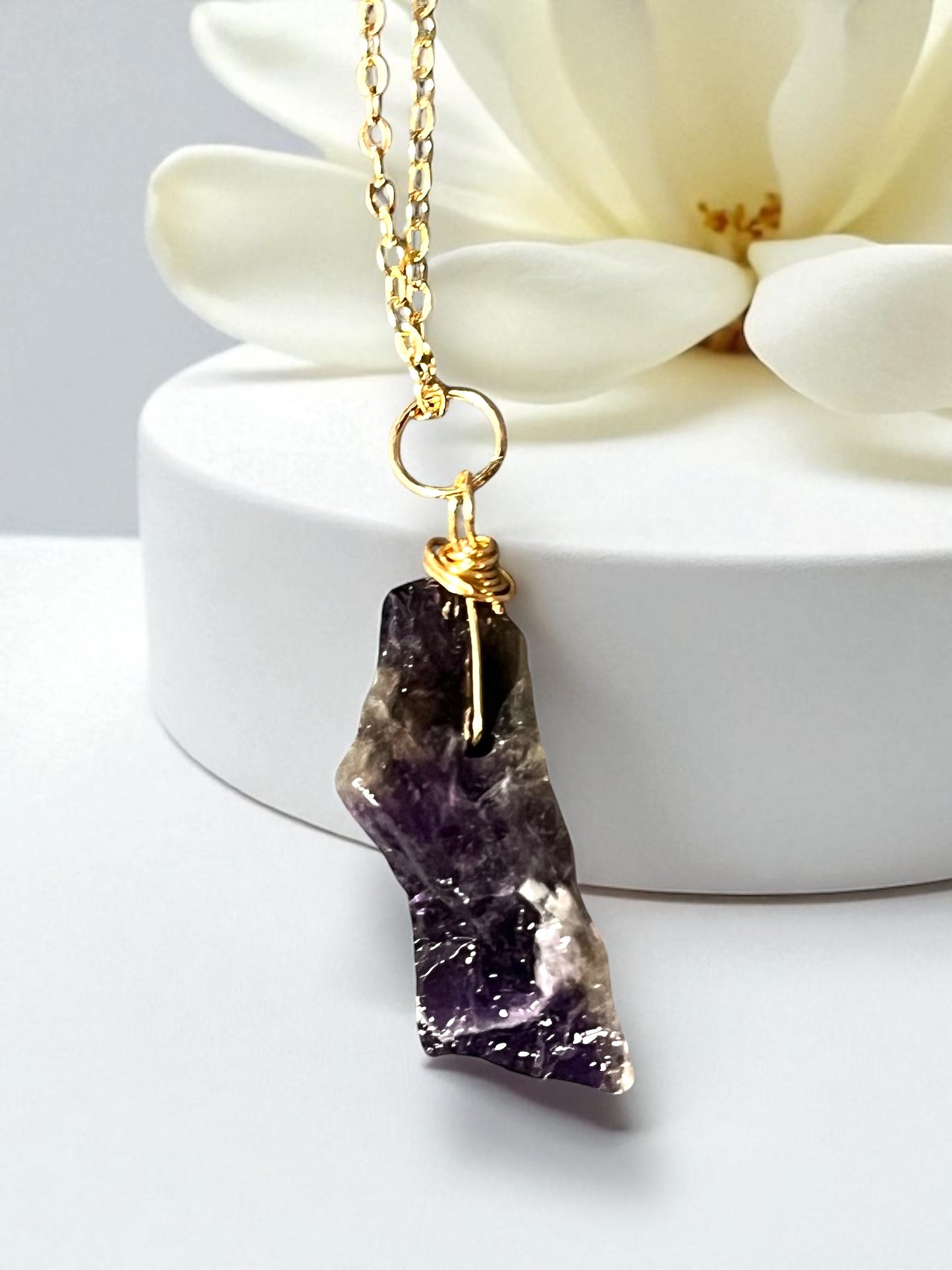 Amethyst Healing Gemstone Necklace with Pouch (Ship)
