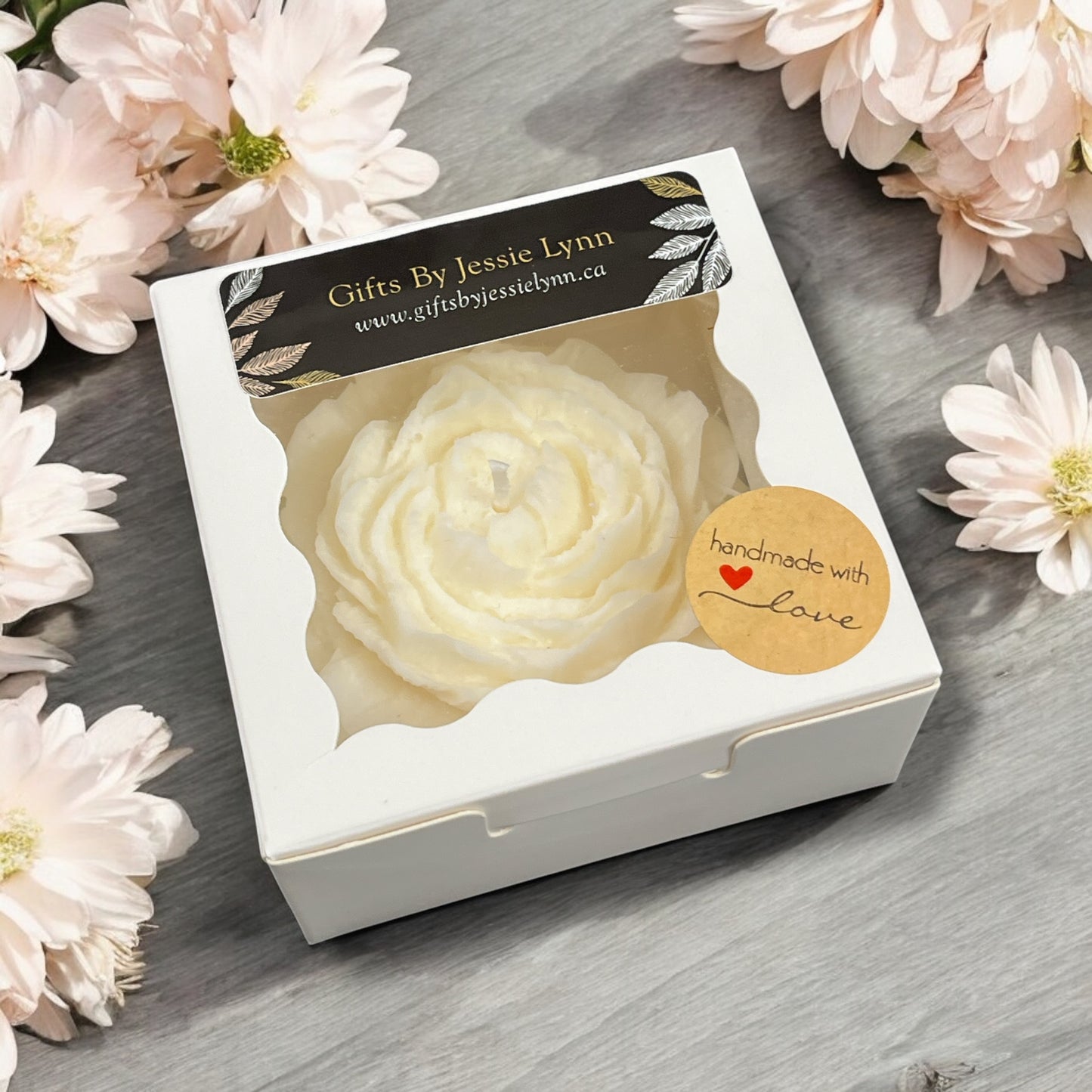 Flower Candle - cream unscented 3”