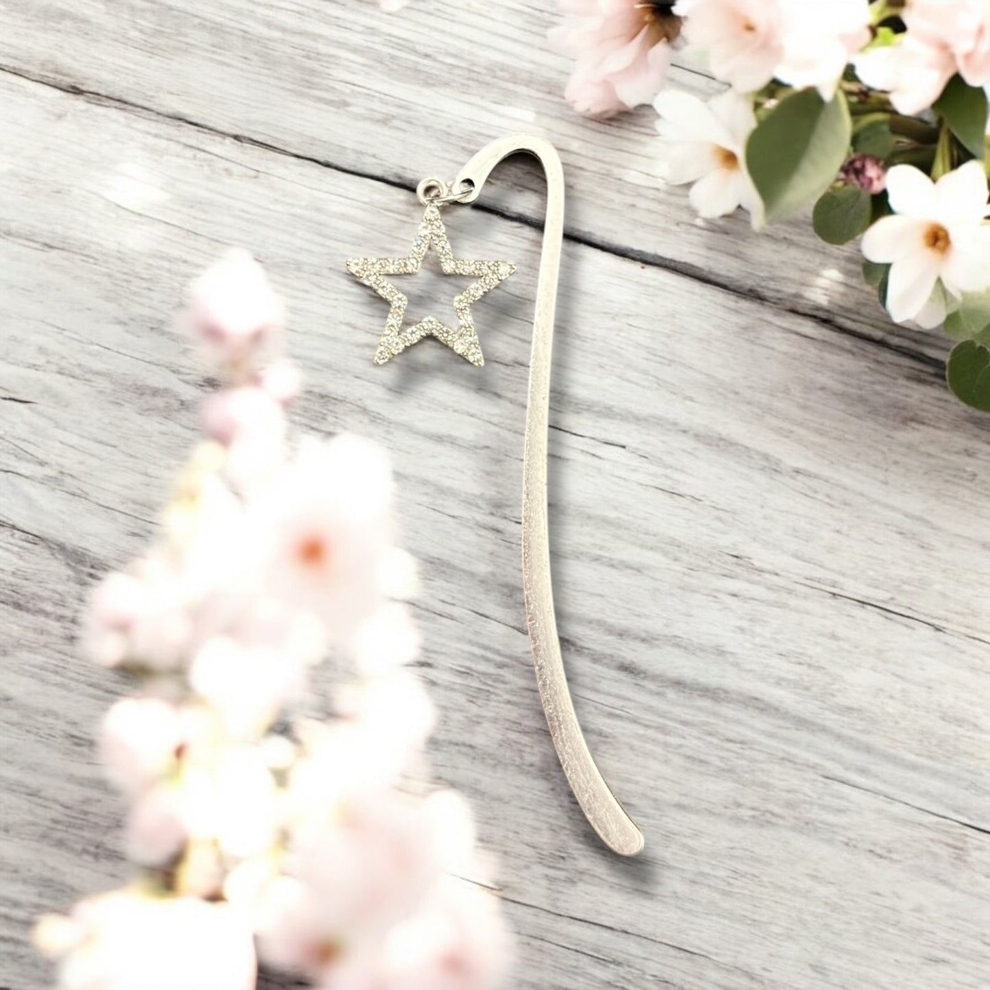 Bookmark-hook silver- rhinestones star 1