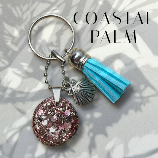 Keychain/planner hook/zipper pull- Coastal Palm Tahitian Sky