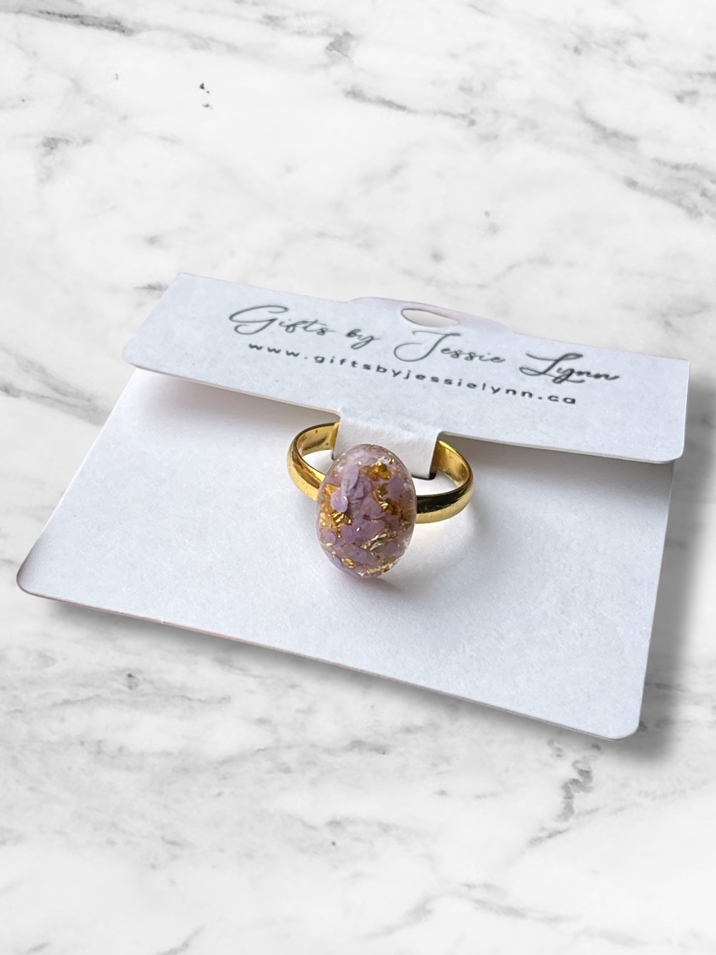 Handmade Ring - Lavender & Gold (oval)