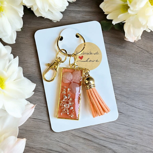 Keychain - hydrangeas peach