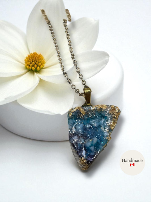 Druzy necklace pendant with chain made in Canada unique necklace gift