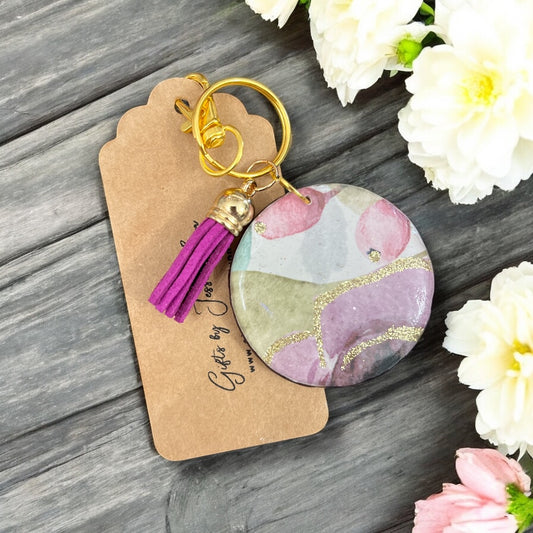 Keychain/planner hook/zipper pull- purple golden glitter