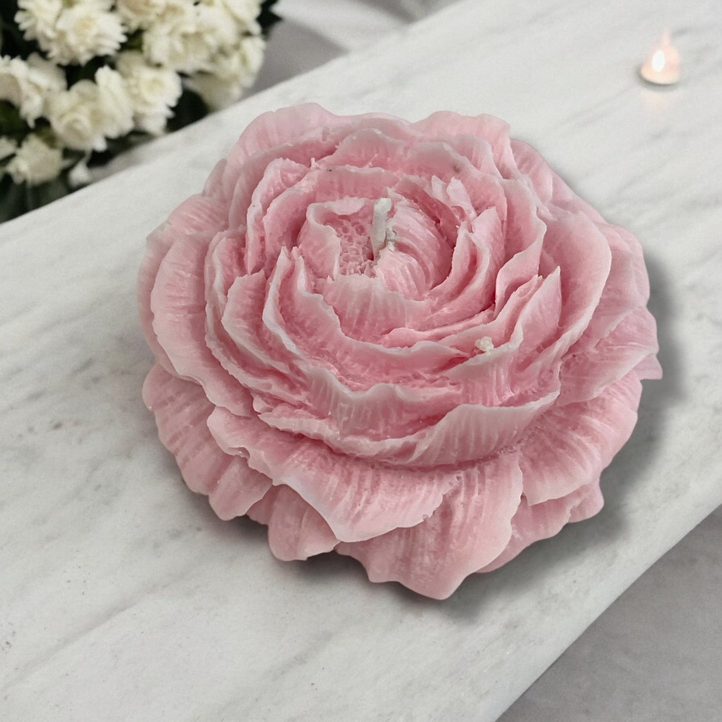 Pink Flower candle - pillar style