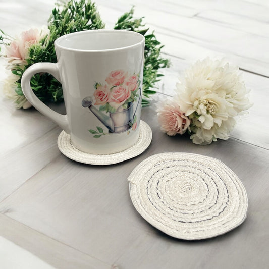 Coaster woven -pearl white