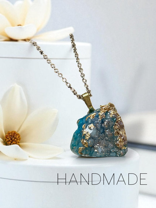 Druzy necklace pendant with chain made in Canada unique necklace gift Druzy necklace made in Windsor Ontario