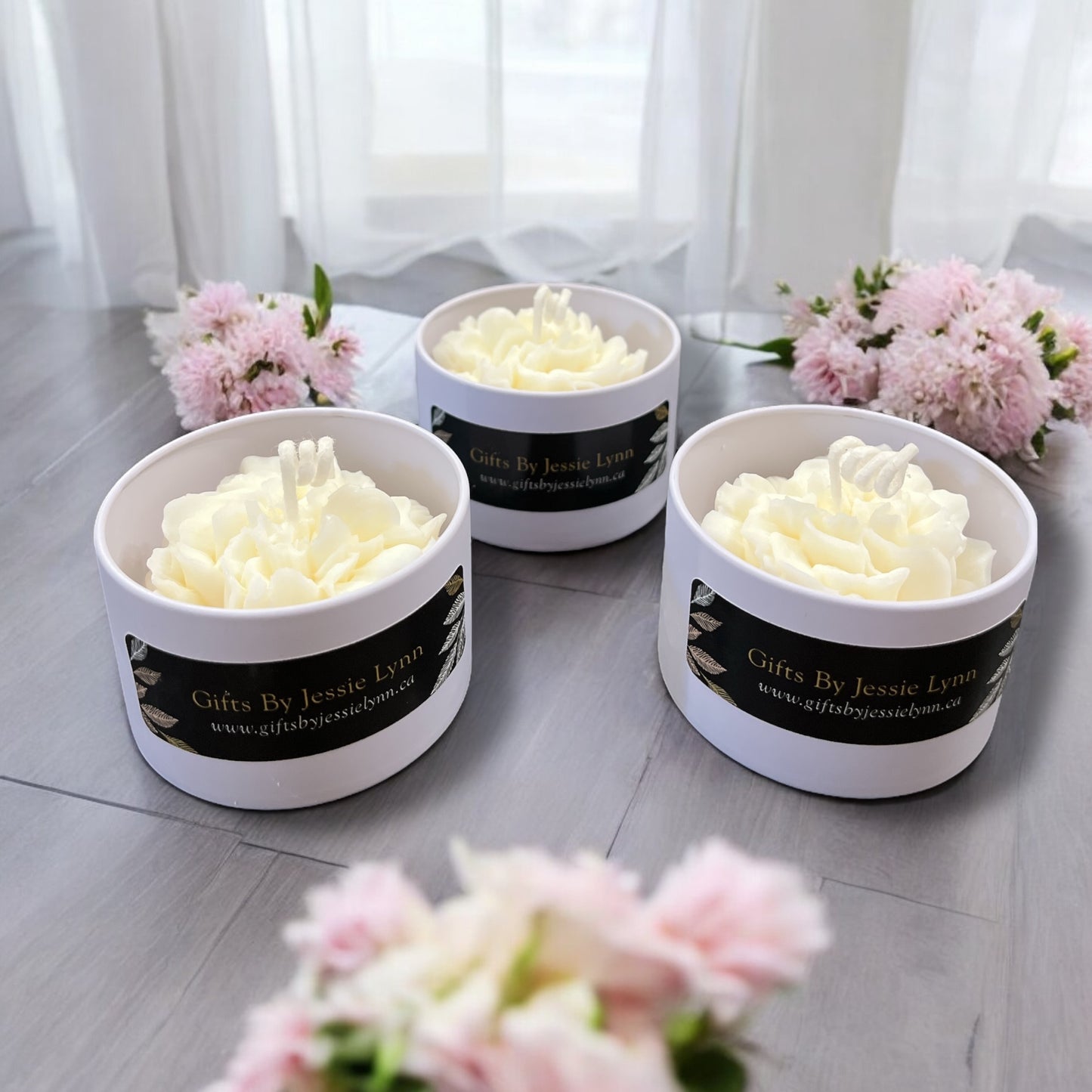 Soy Candle - Cream unscented flower 1pc
