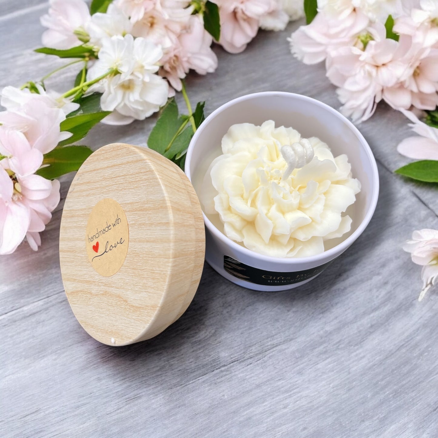 Soy Candle - Cream unscented flower 1pc