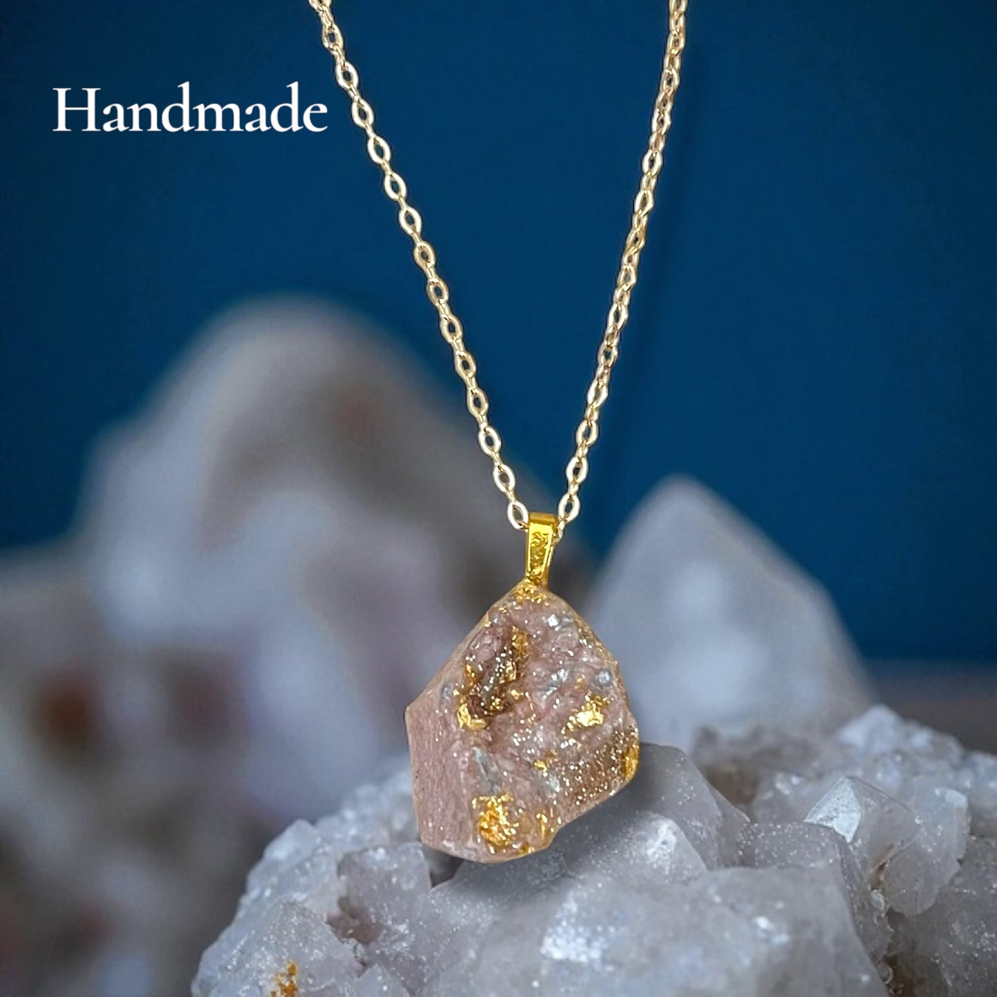 Druzy Gemstone Necklace - pinkish