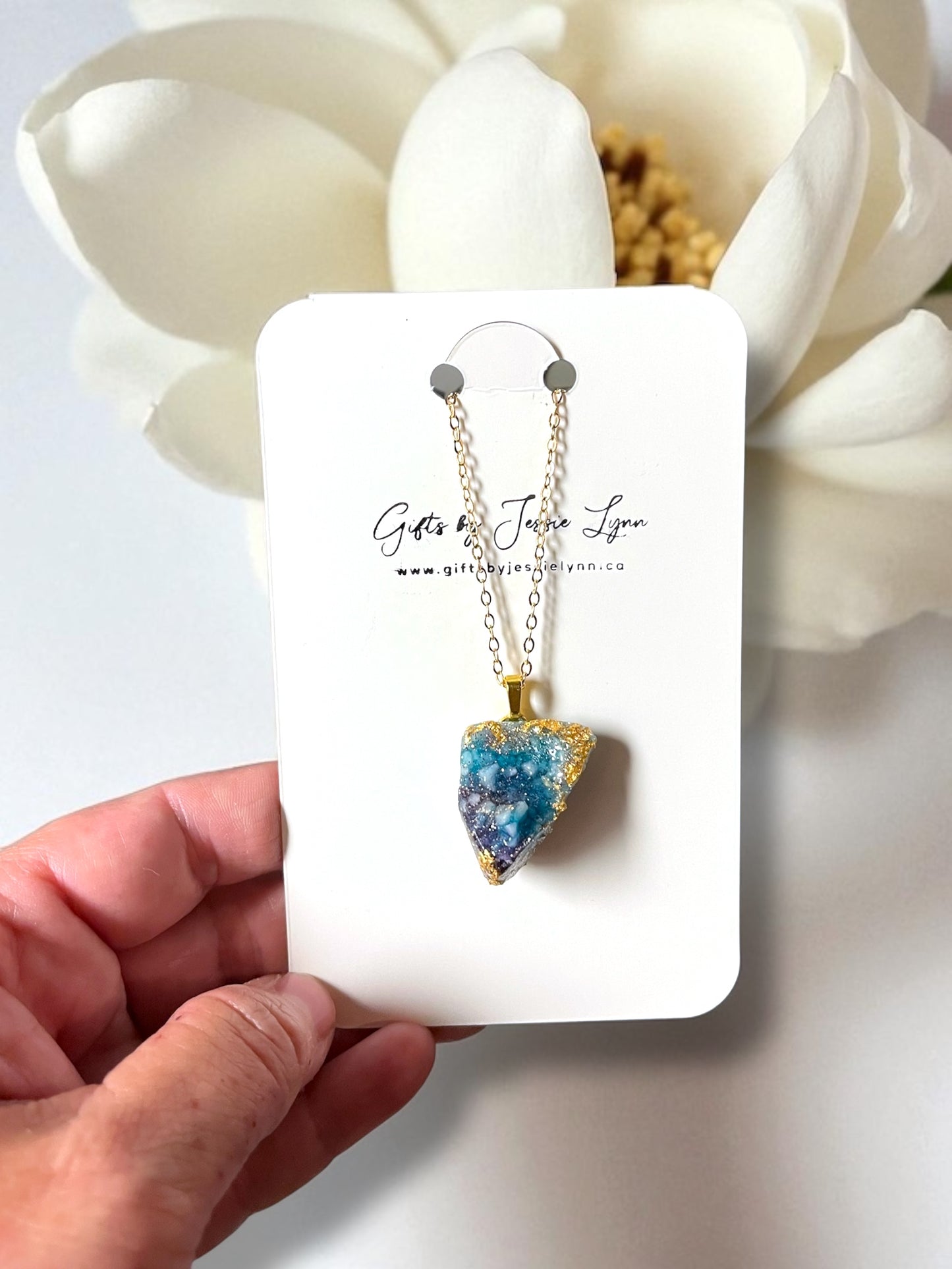 Druzy necklace pendant with chain made in Canada unique necklace gift