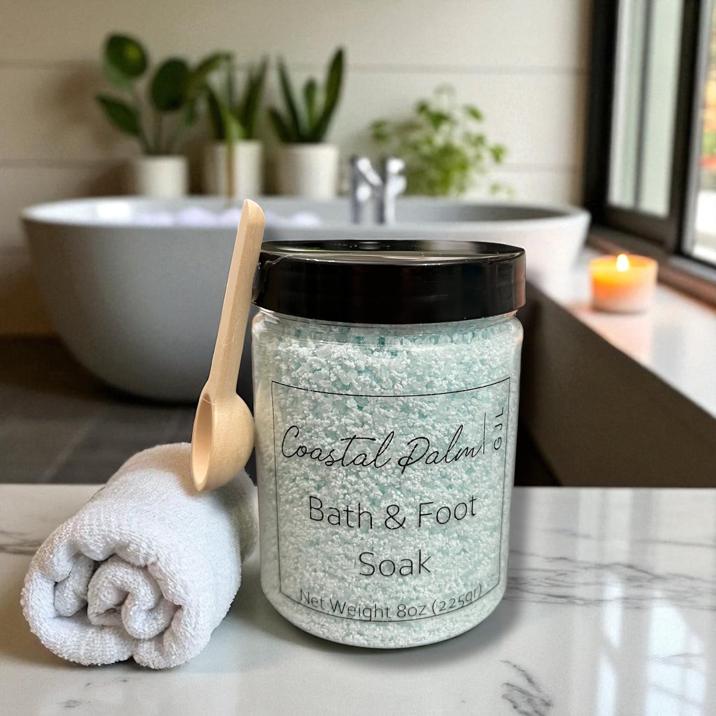 Bath Salt & Foot Soak - Coastal Palm 8oz - Tahitian Sky