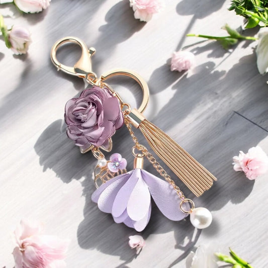Purple flower keychain