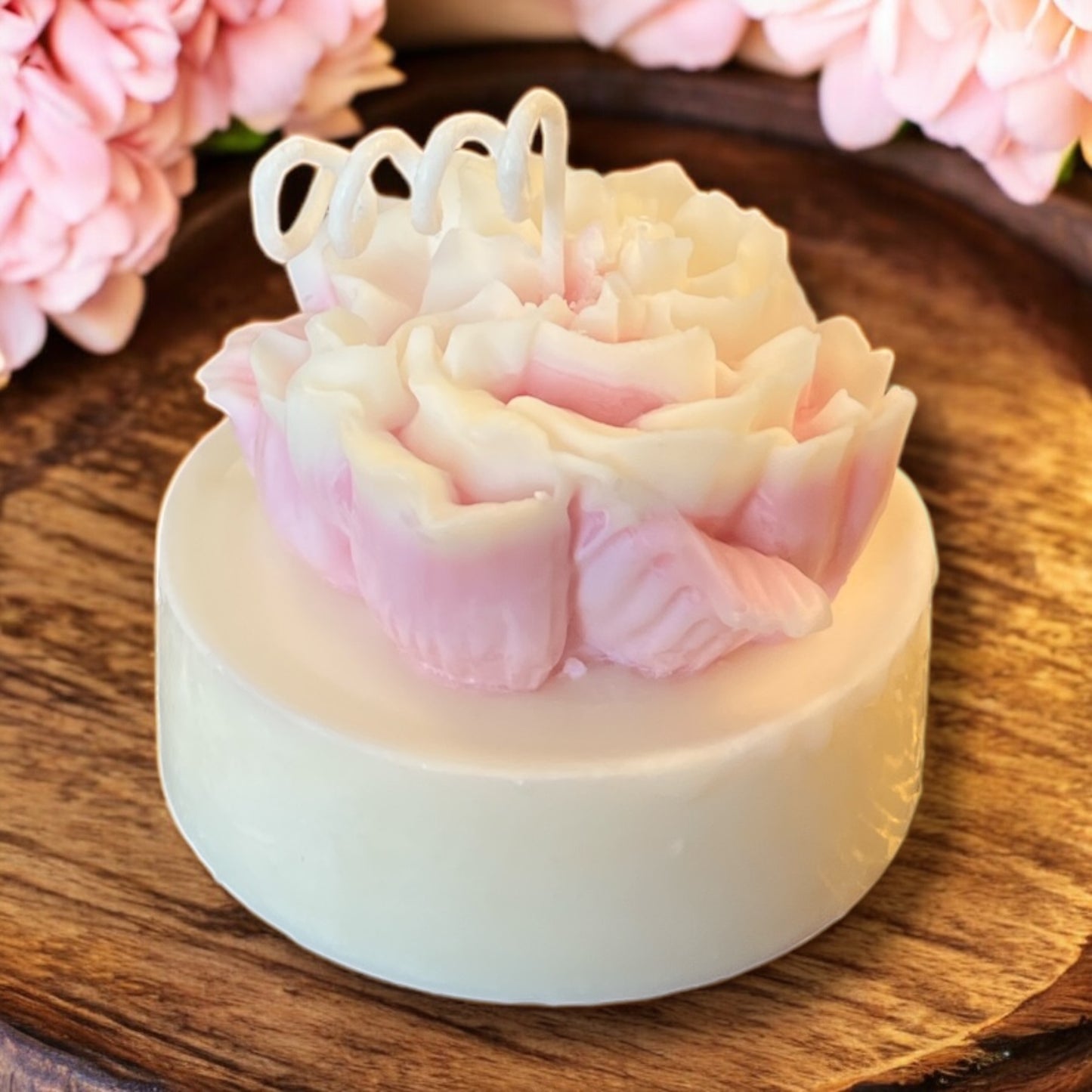 Flower candle - small peony pink