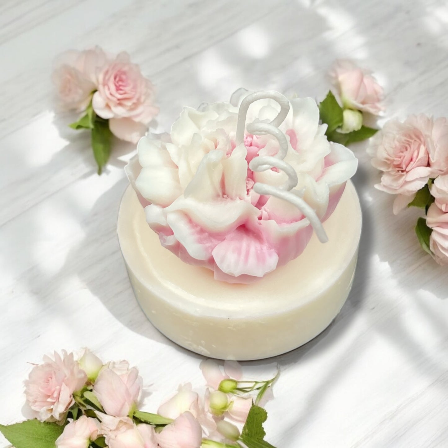 Flower candle - small peony pink