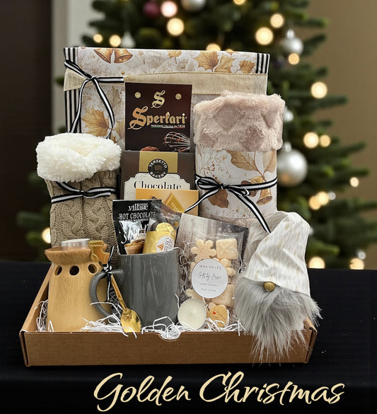 Golden Christmas Gift Basket