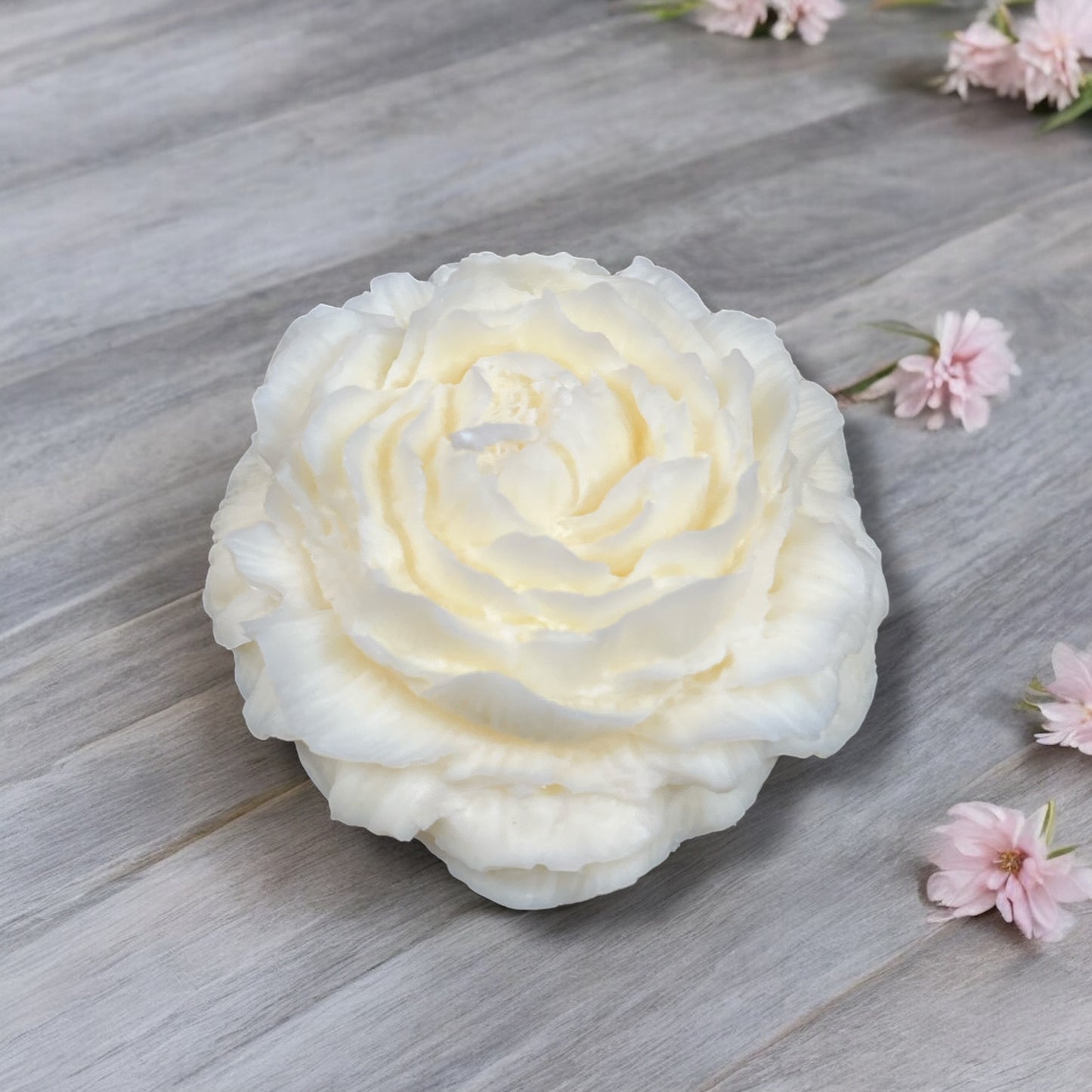 Flower Candle - cream unscented 3”