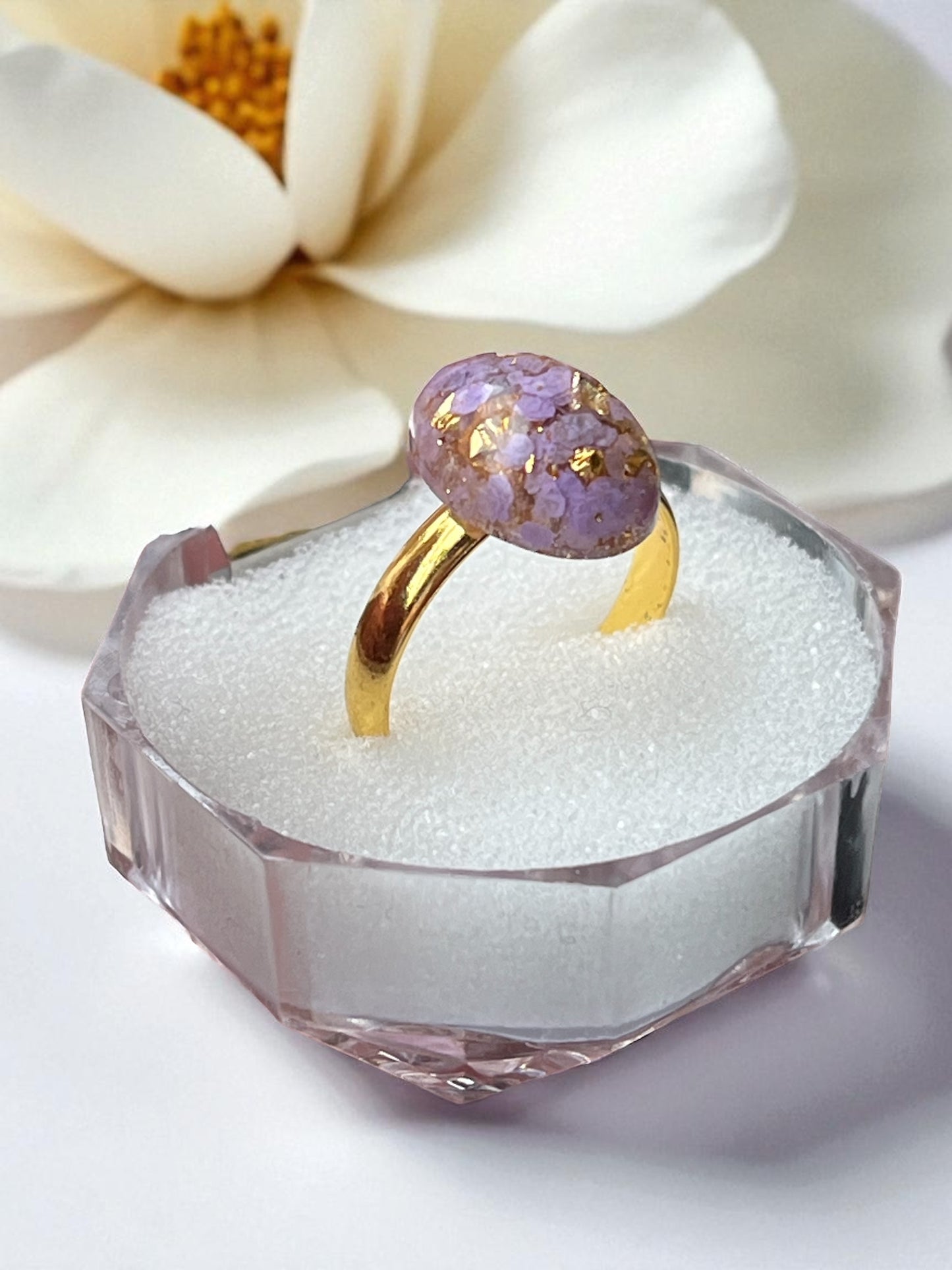 Handmade Ring - Lavender & Gold (oval)