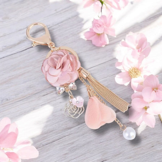 Pink flower keychain