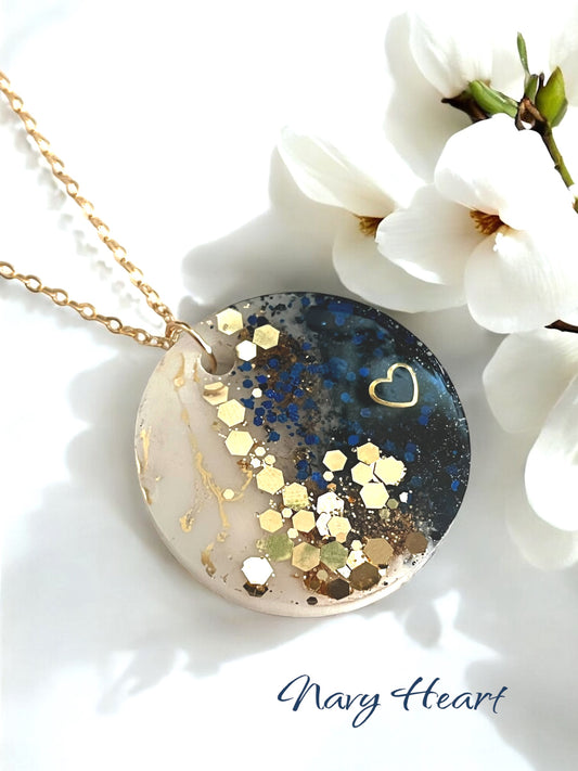 Necklace - Navy Heart