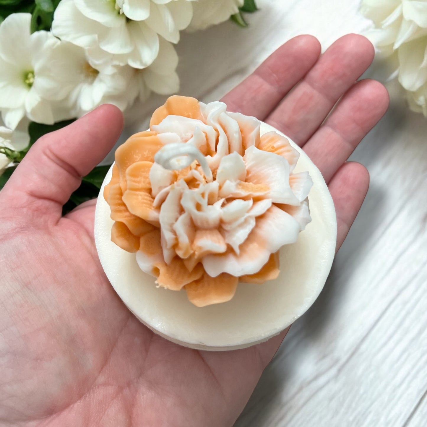 Flower candle - small peaches and cream peony