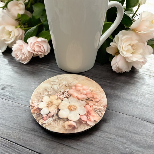 Coaster- vintage 3 peach flowers
