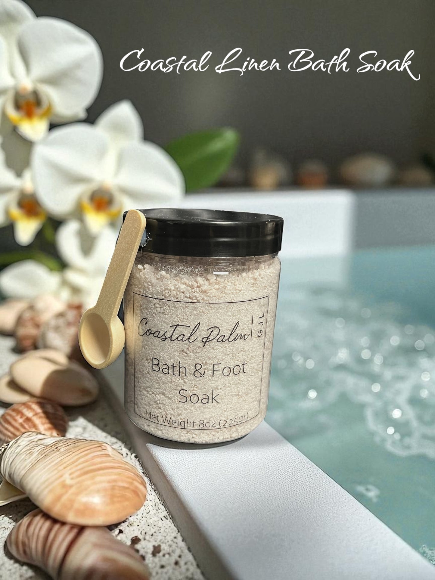 Bath Salt & Foot Soak - Coastal Palm 8oz - Coastal Linen
