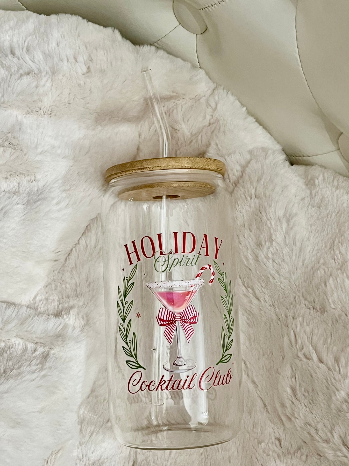 Iced coffee/drink tumbler- holiday spirit red/green