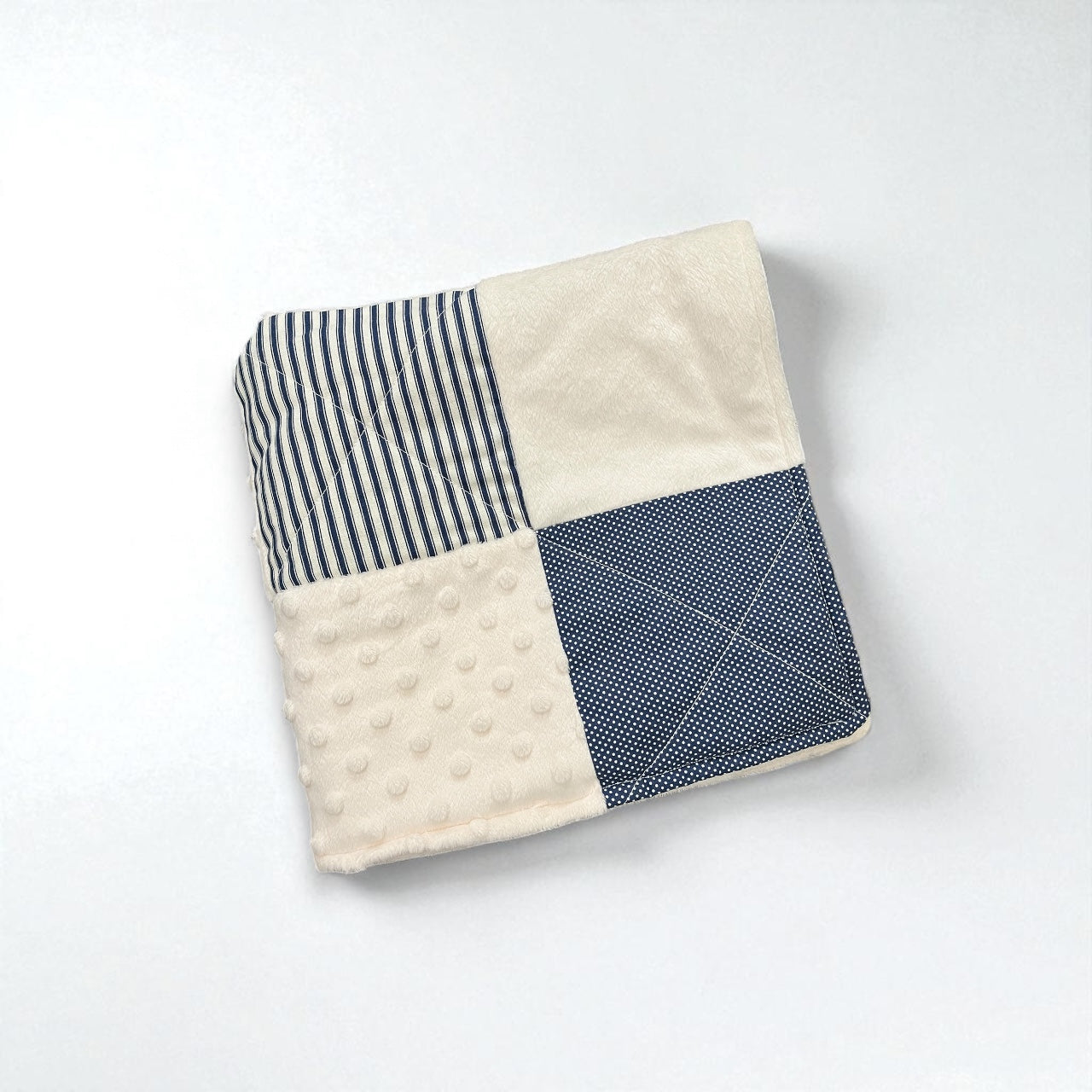 Baby Lovey - Mini Blankie - Navy & Cream - Security Blankie