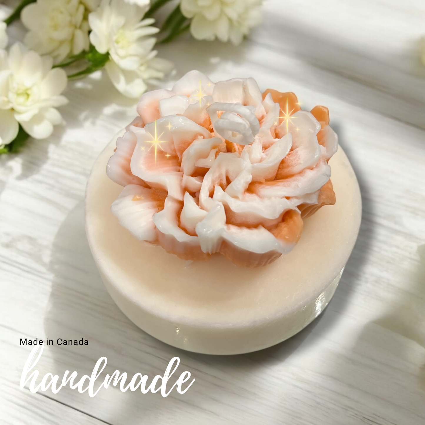 Flower candle - peachy wild rose