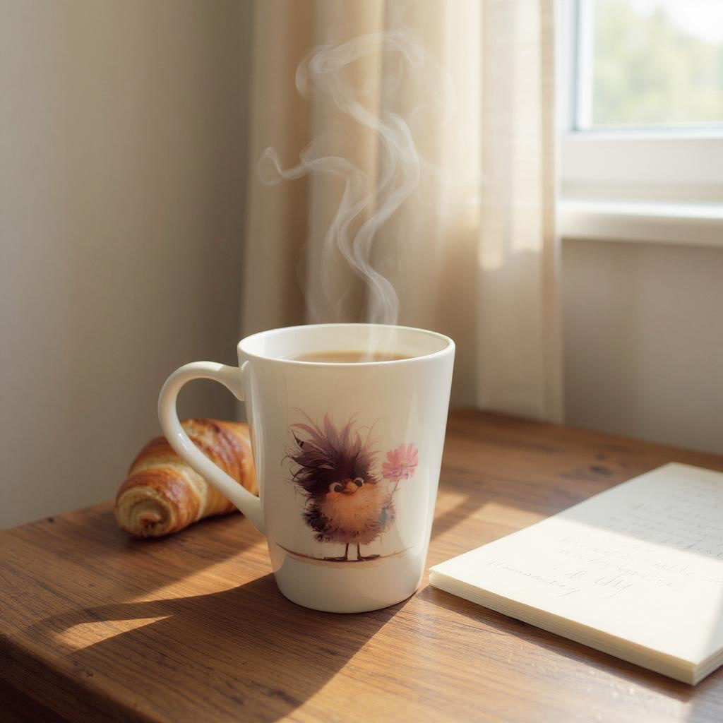 Mug- handmade - purple bird