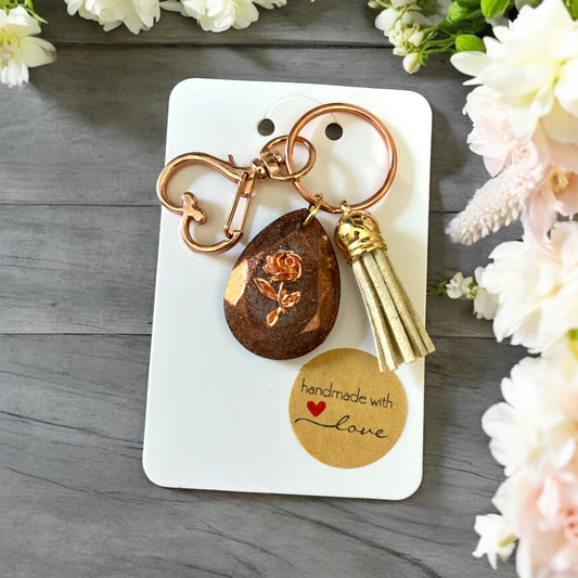 Keychain - rose gold resin
