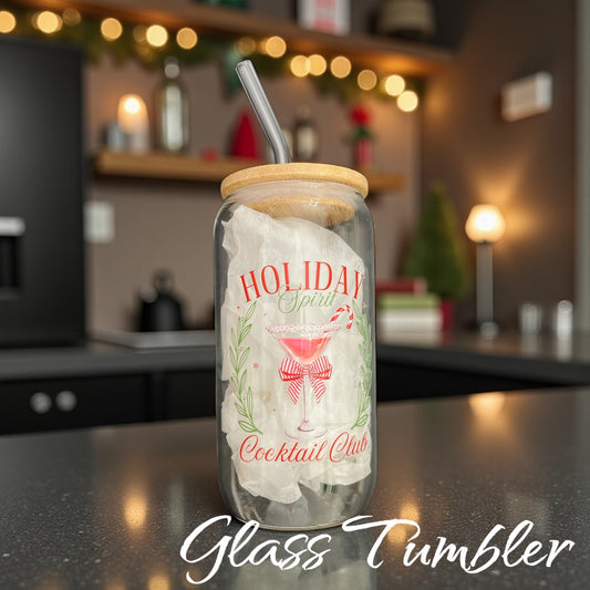 Iced coffee/drink tumbler- holiday spirit red/green