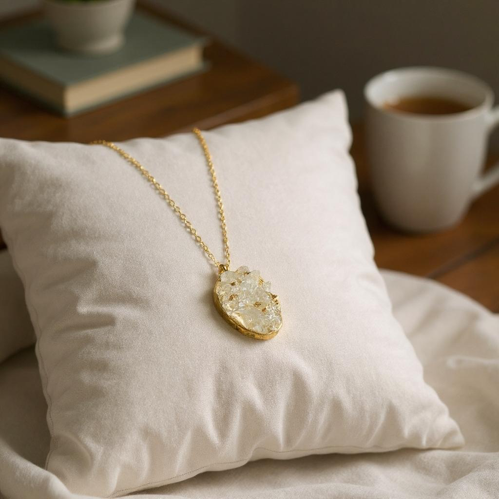 Druzy Gemstone Necklace - golden mocha