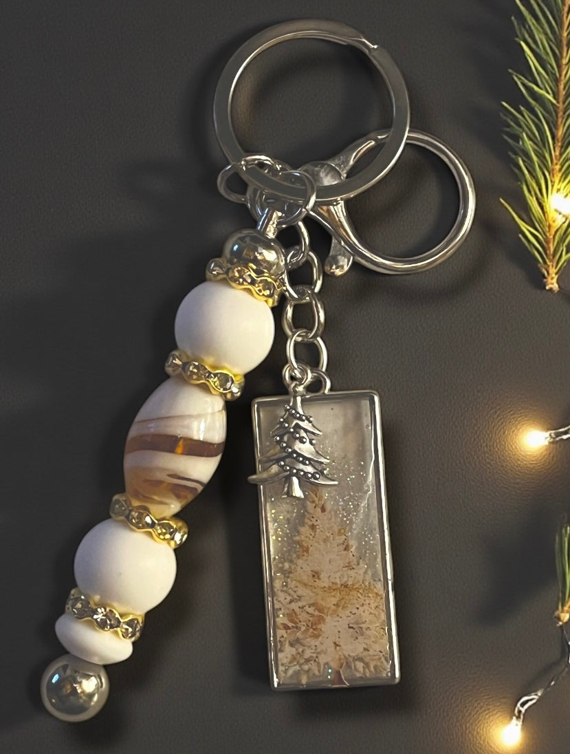 Keychain- Luxury Beads - golden tree
