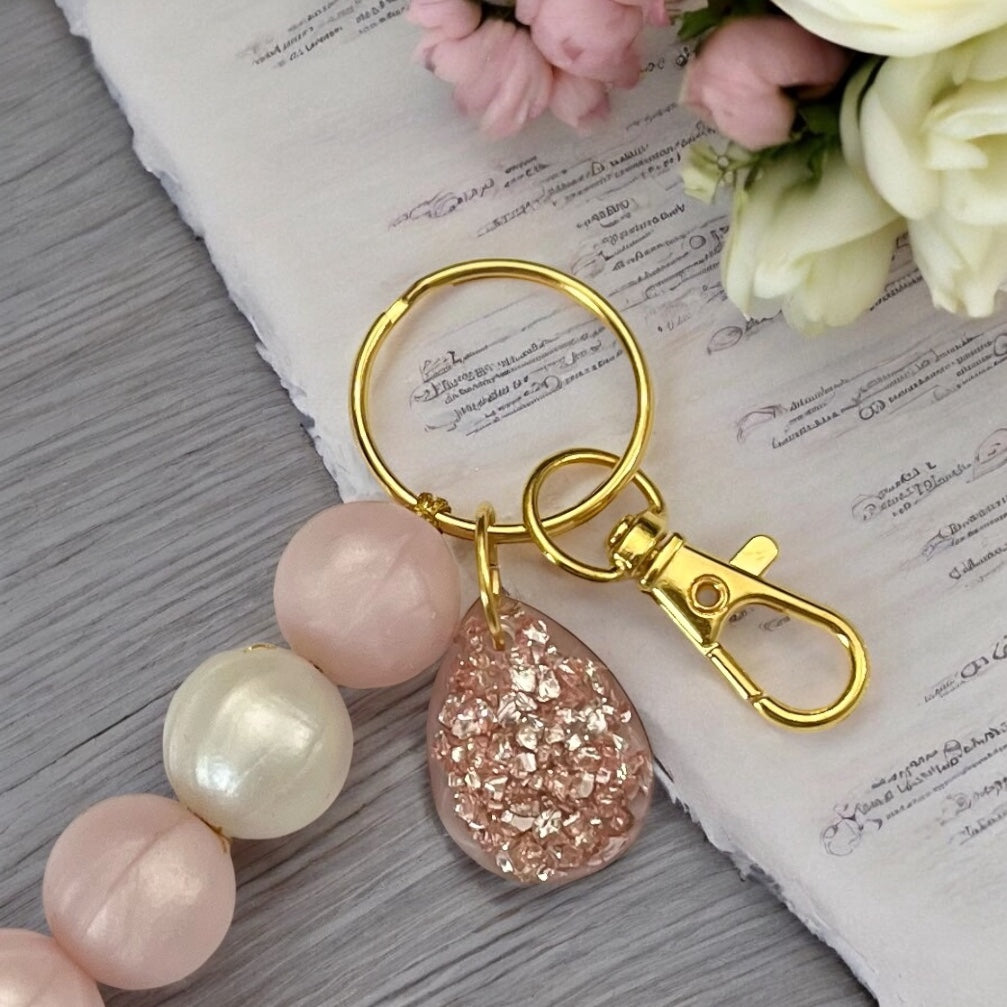 Keychain- purse accessory- pink pearl