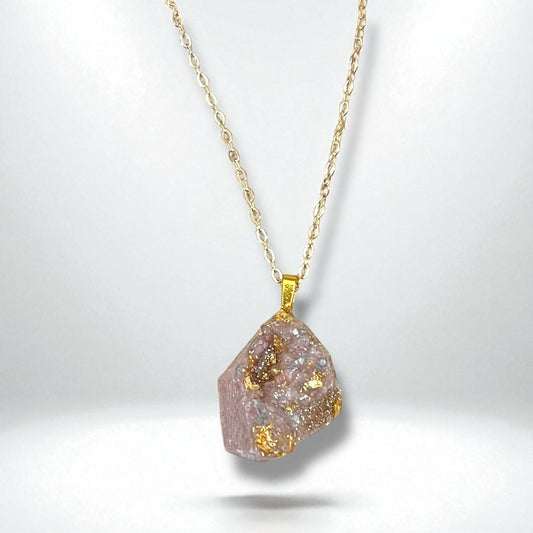 Druzy Gemstone Necklace - pinkish