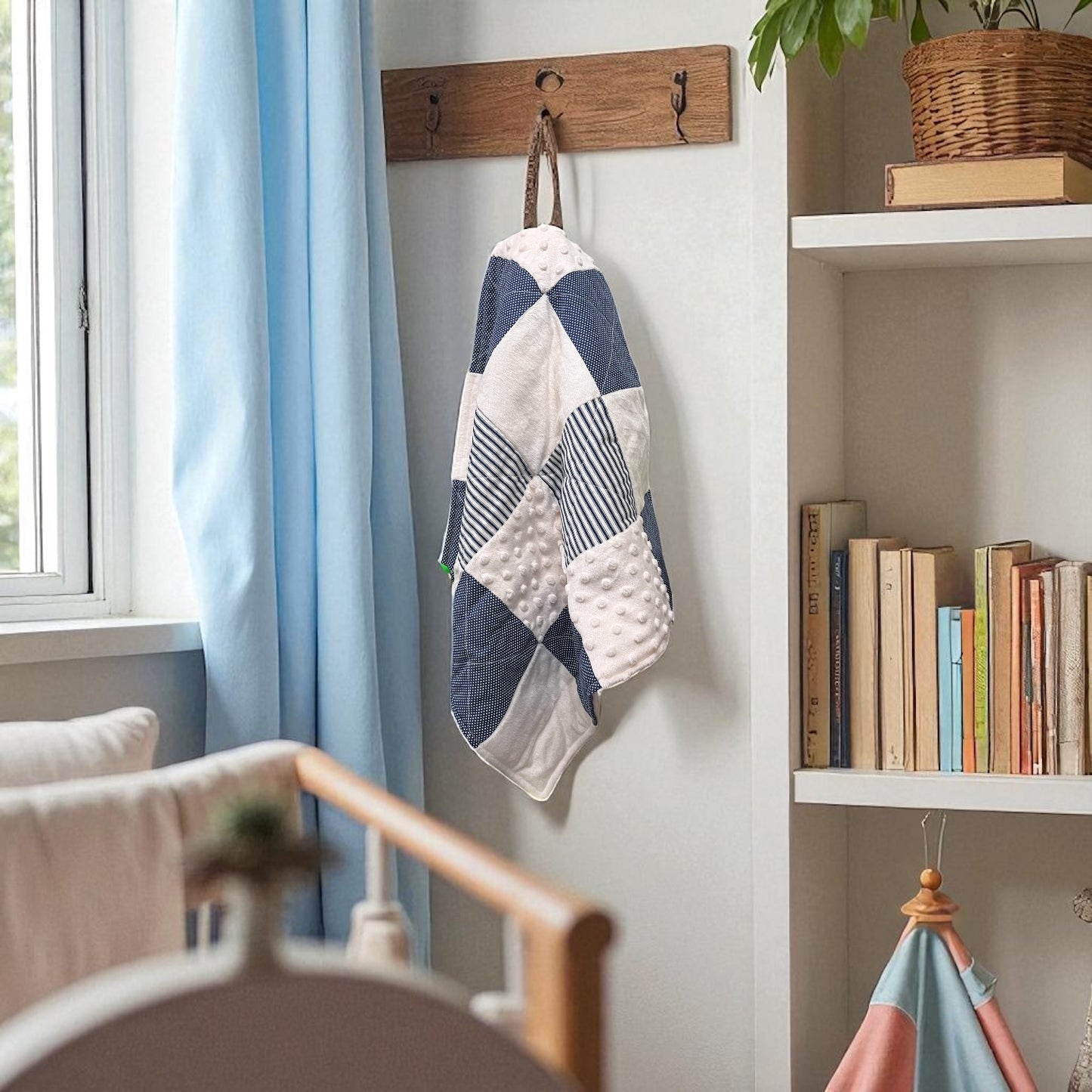 Baby Lovey - Mini Blankie - Navy & Cream - Security Blankie