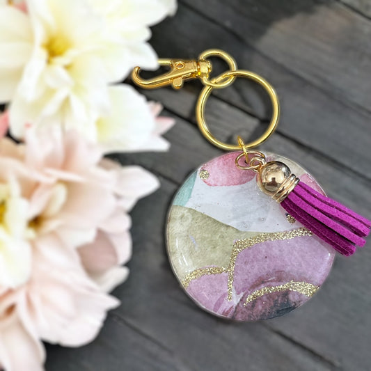Keychain/planner hook/zipper pull- purple golden glitter