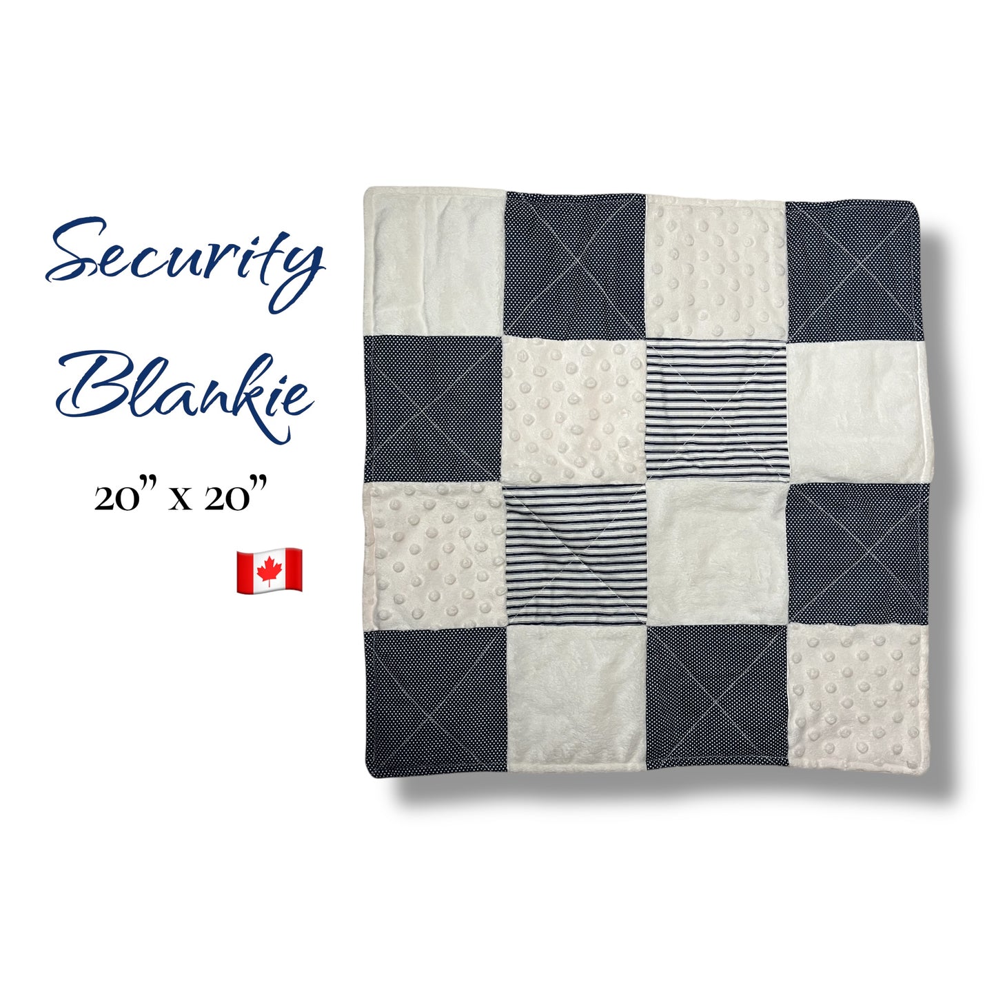 Baby Lovey - Mini Blankie - Navy & Cream - Security Blankie
