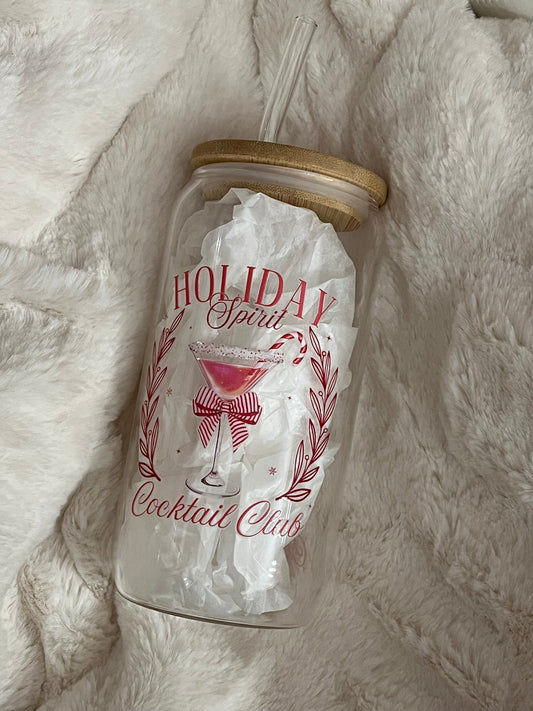 Iced coffee/drink tumbler- holiday spirit red