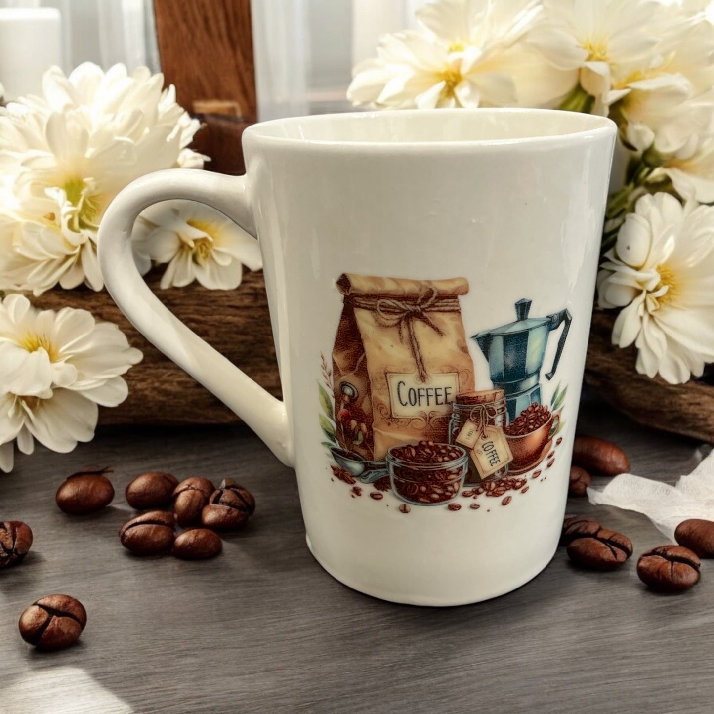 Mug- handmade - coffee bag vintage