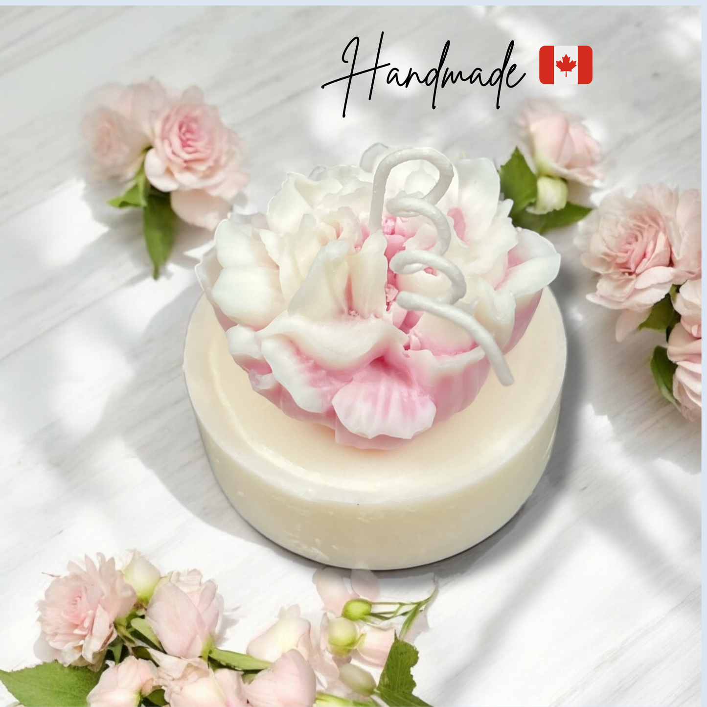 Flower candle - small peony pink